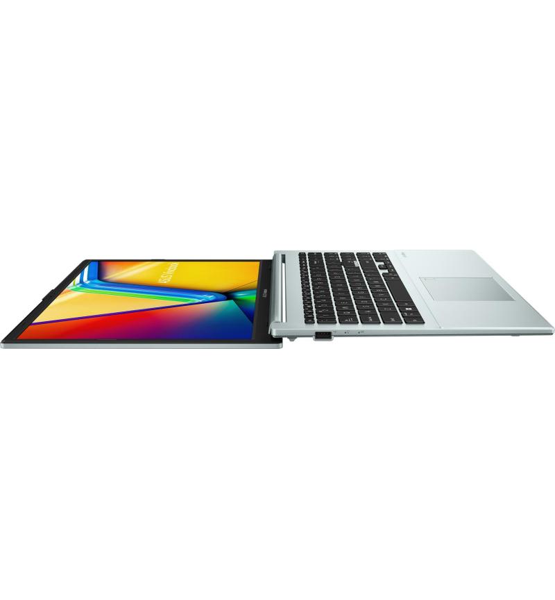 Laptop with a colorful display on a white background