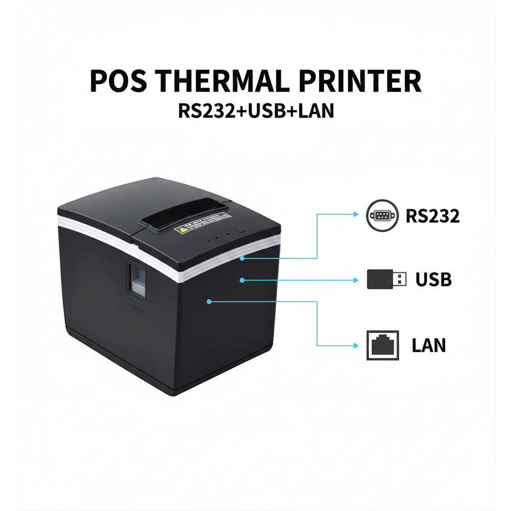 M-Link E200L 80mm POS Thermal Printer RS232 USB LAN, High-Speed Direct Thermal