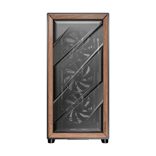 Antec FLUX ATX WOOD Mid Tower Gaming Chassis – Black