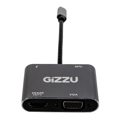 Gizzu 4-in-1 Type-C to HDMI/VGA/USB3.0 Hub – Grey