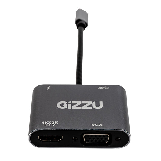 Gizzu 4-in-1 Type-C to HDMI/VGA/USB3.0 Hub – Grey