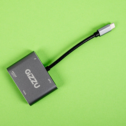 Gizzu 4-in-1 Type-C to HDMI/VGA/USB3.0 Hub – Grey