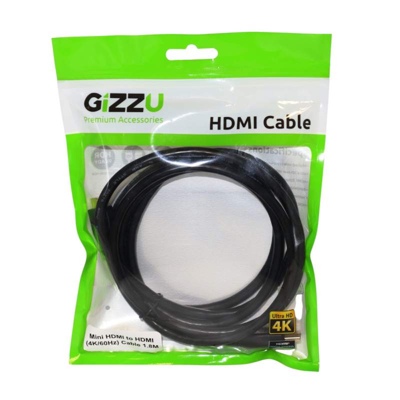 Gizzu 1.8M High Speed V2 Mini HDMI to HDMI Cable - Polybag