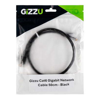 Gizzu Cat6 UTP Fly Lead Ethernet Network Cable 50cm – Black