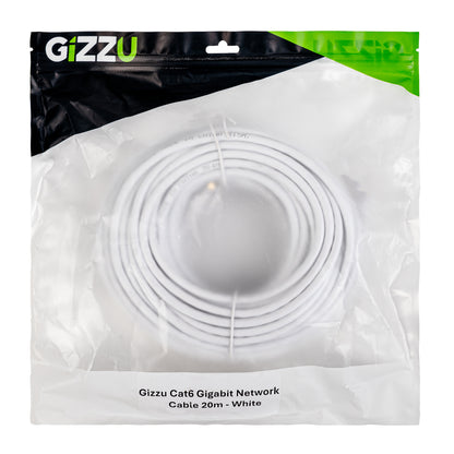 Gizzu Cat6 UTP Fly Lead Ethernet Network Cable 20m – White