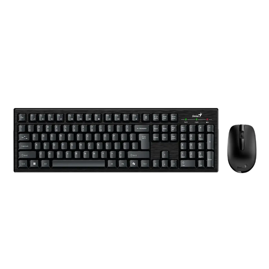 Black Genius KM8101 wireless keyboard and mouse set on a white background