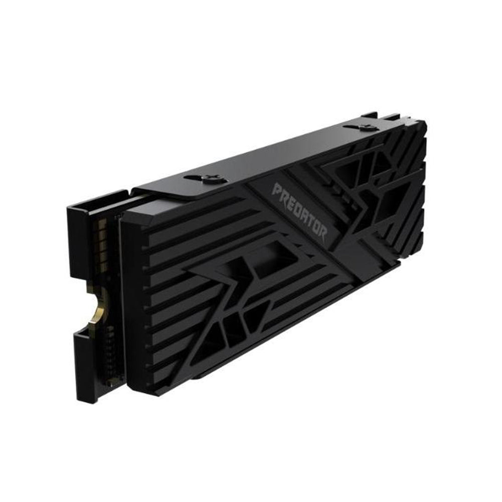 Predator GM7000HS 2TB Gen4 NVMe SSD with heatsink; black angular cooling design.