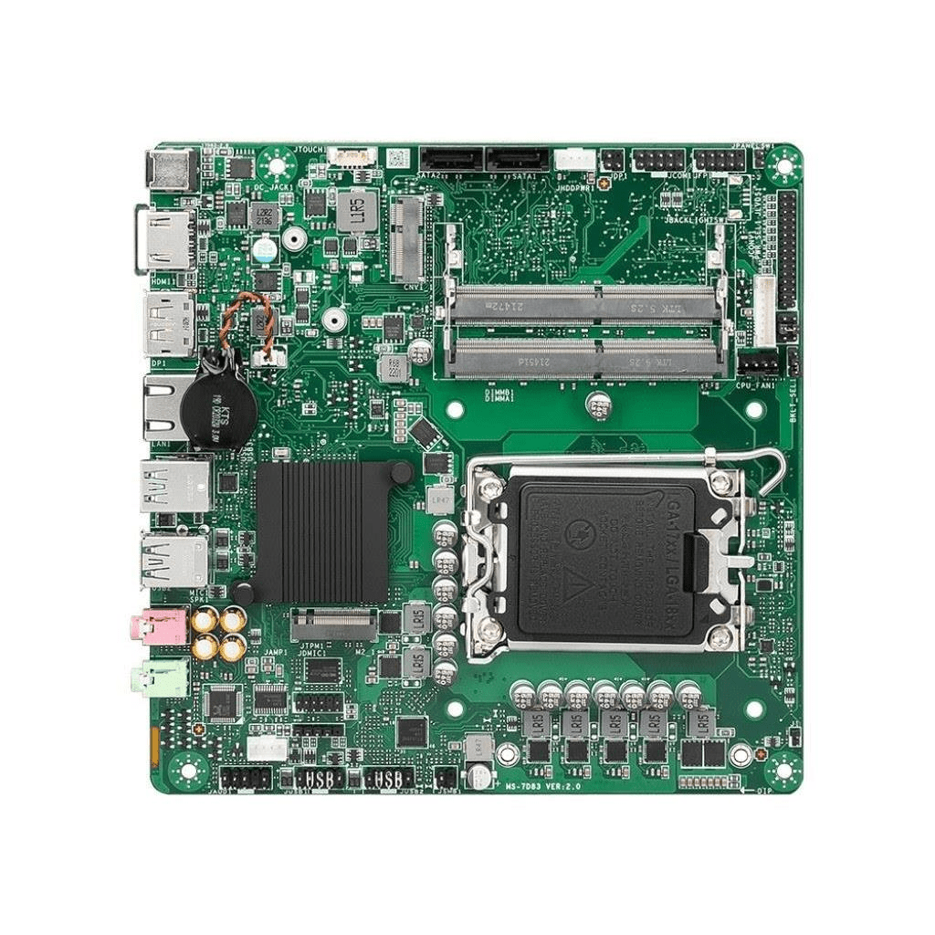 Front view of the MSI H610 TI-03 Mini-ITX motherboard.

