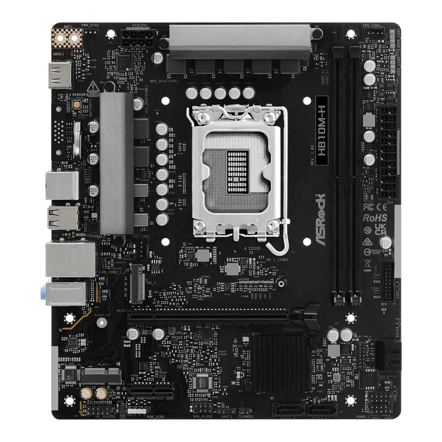 ASRock H810M-H Intel LGA1851 Micro ATX Motherboard - Black