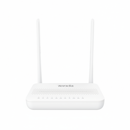 Front view of the Tenda HG6 GPON ONT router with 2 external antennas.


