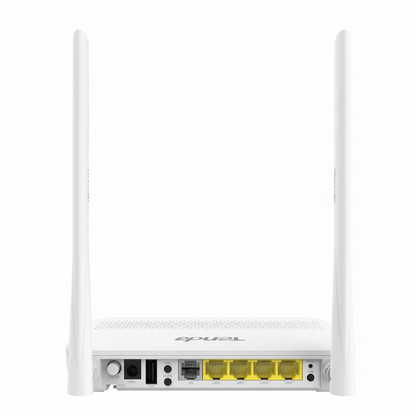The router displayed at an angle, highlighting the 6dBi high-gain antennas.

