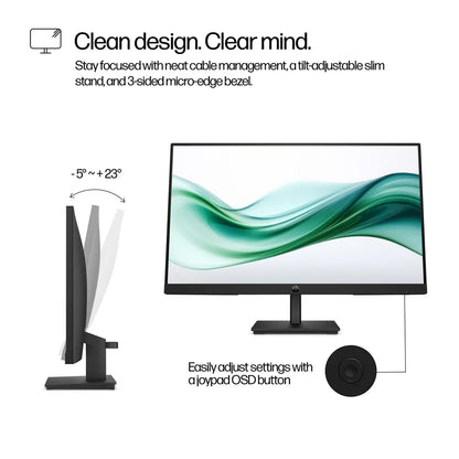 Infographic of the HP Series 3 Pro monitor showing the tilt and button controls