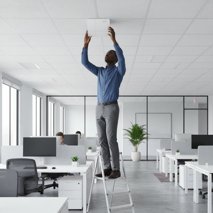 Context image of the AP installed in an office or commercial environment.

