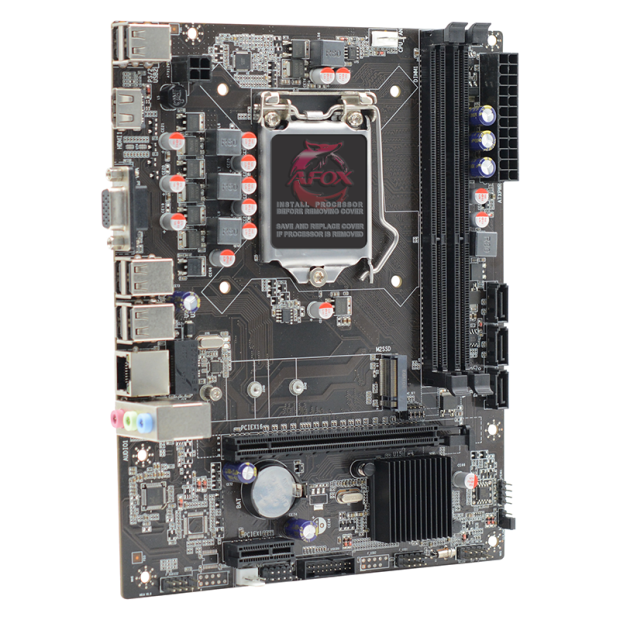 Computer motherboard with AFOX logo on a white background