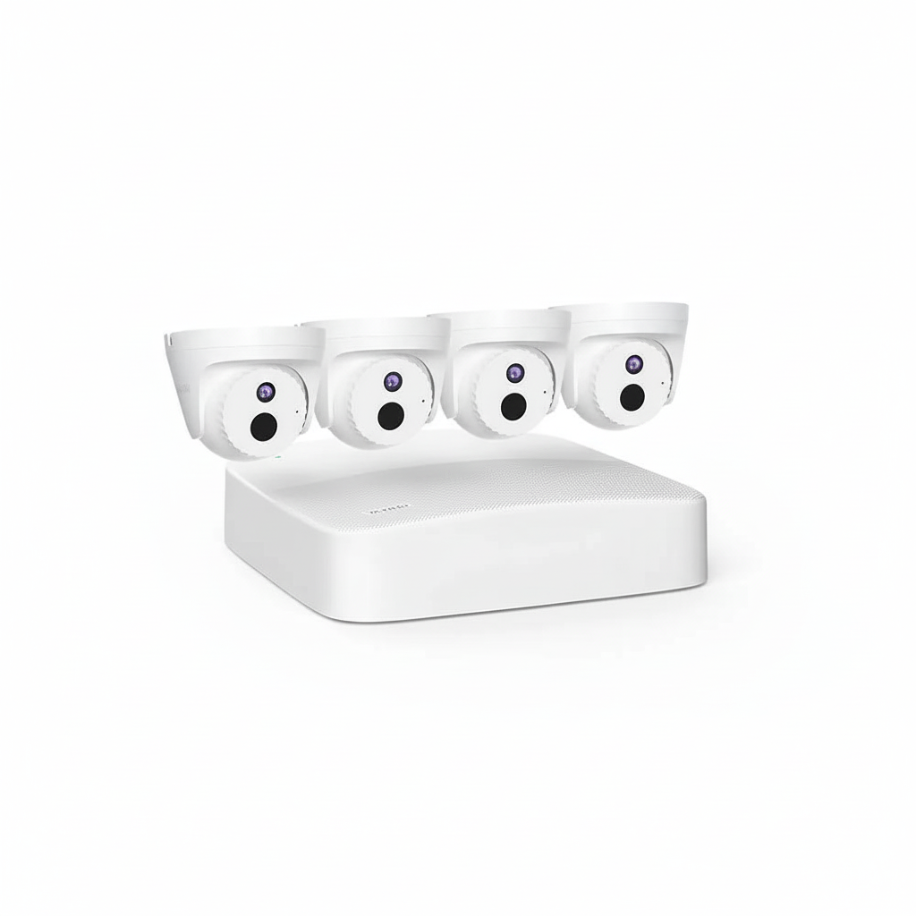Front view of the Tenda K4P-4CR 4-channel PoE NVR included in the security kit.

