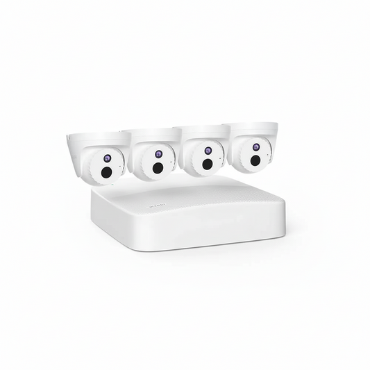 Front view of the Tenda K4P-4CR 4-channel PoE NVR included in the security kit.

