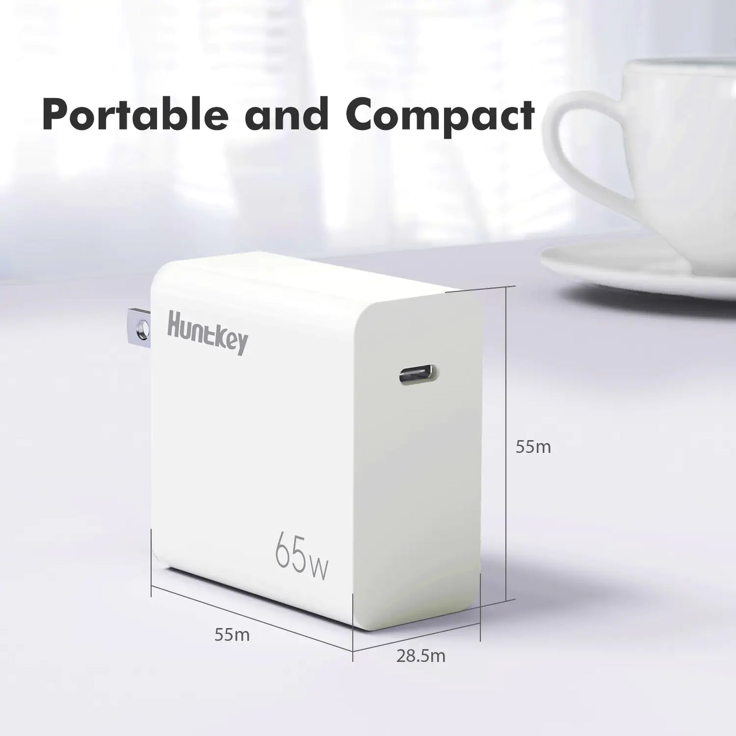 Close-up detail of the single USB-C output port.

