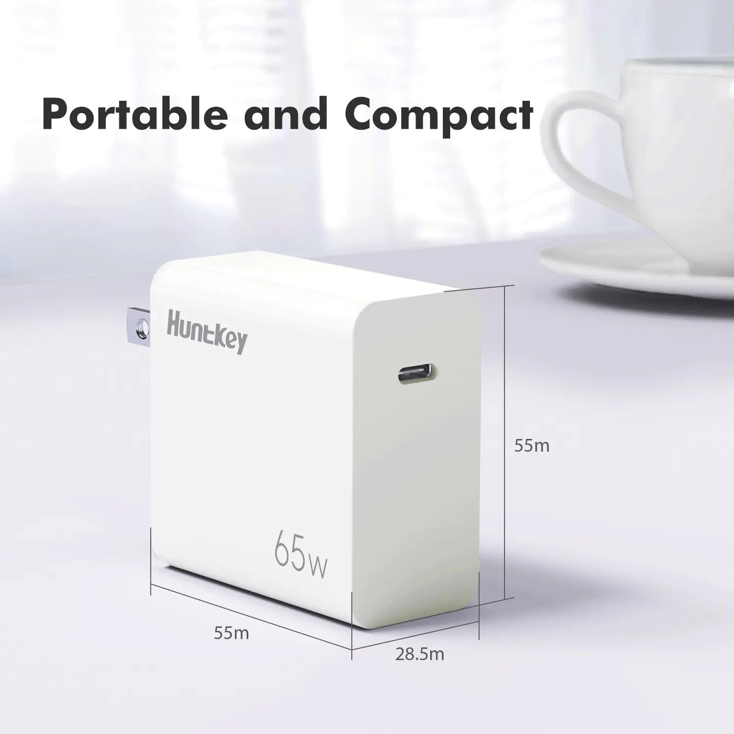 Close-up detail of the single USB-C output port.

