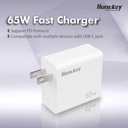 The charger displayed at an angle, highlighting the foldable plug design.

