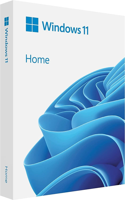 Windows 11 Home edition packaging with blue abstract design