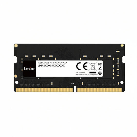 Front view of the Lexar 16GB DDR4 3200MHz SO-DIMM laptop memory module.

