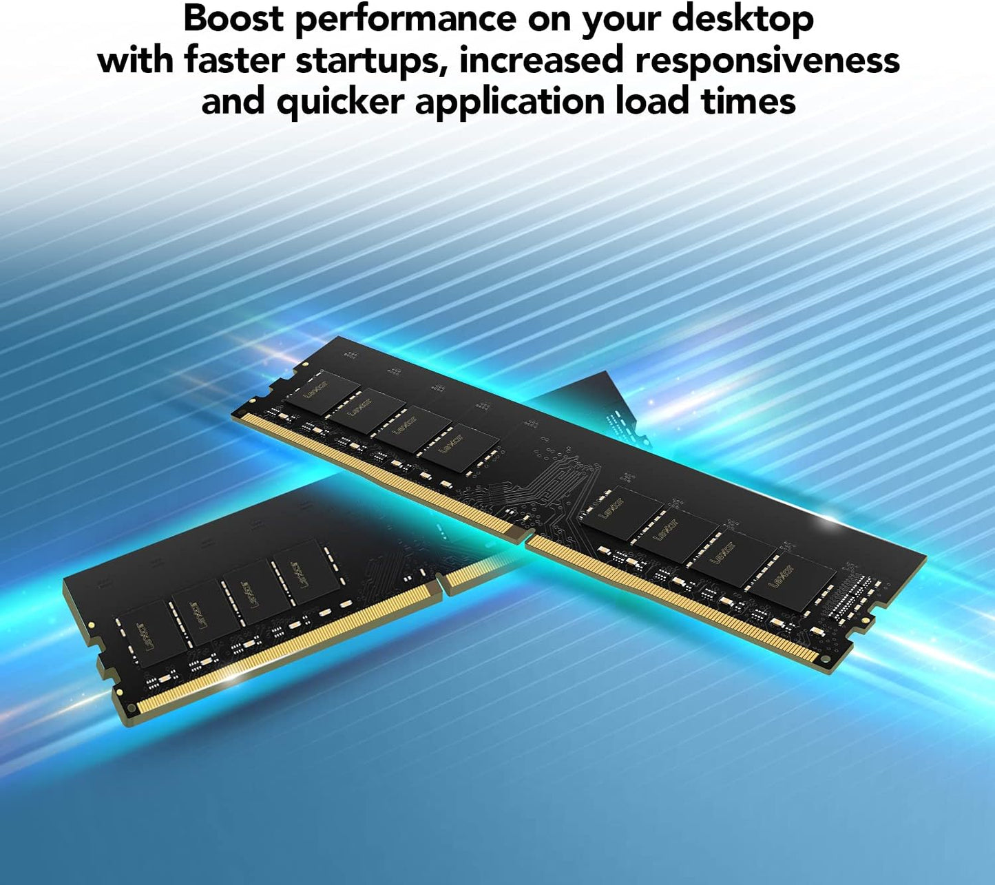 Side profile showing the standard UDIMM form factor with black PCB.


