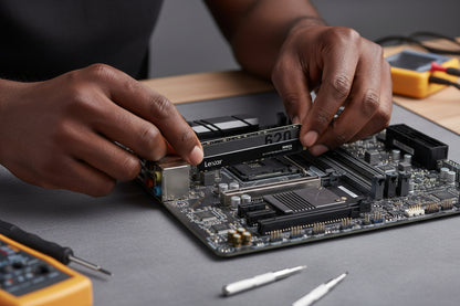 Context image of the SSD installed in a desktop or laptop for gaming or creative workloads.