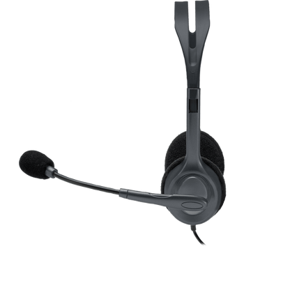 981-000593 - Logitech Headset H111 Analog Stereo Headset  One plug Noise Cancelling mic full stereo sound Flexible Rotating Boom
