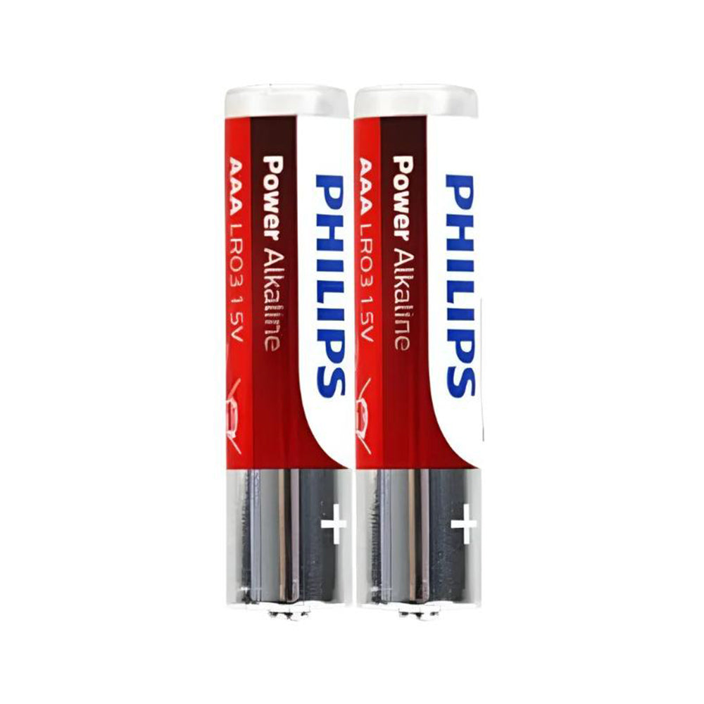 Philips Power Alkaline AAA Batteries 1.5V, 6-pack (LR03P6B/40) in red and white packaging.