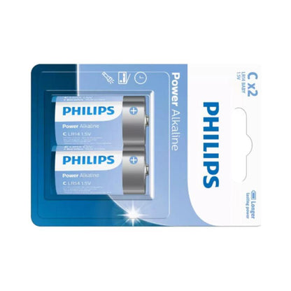 Philips CX2 C-size 1.5V alkaline batteries, pack of 2 (LR14P2B/40)