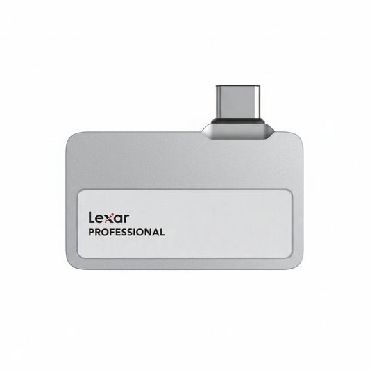 Lexar Professional Go 2TB portable SSD with integrated USB-C connector.

