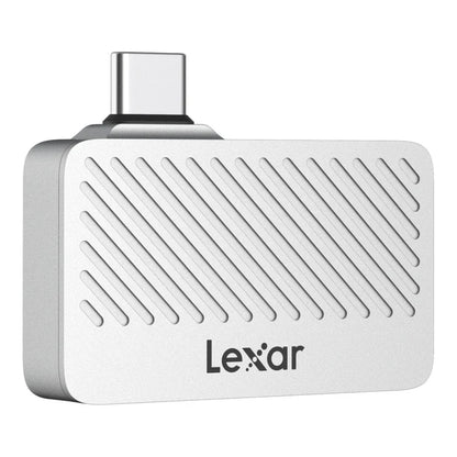 Lexar Professional Go 2TB SSD connected directly to an iPhone 16 Pro.

