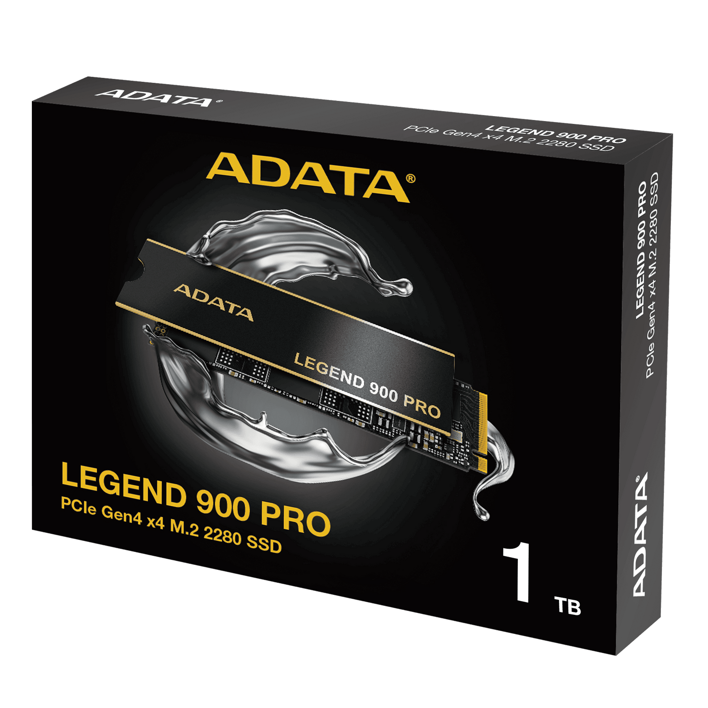 ADATA Legend 900 Pro 1TB M.2 SSD packaging on a transparent background