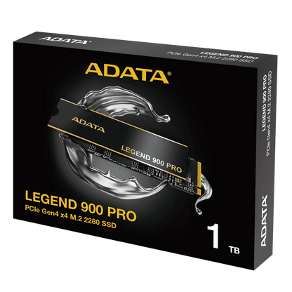 ADATA Legend 900 Pro 1TB M.2 SSD packaging on a transparent background