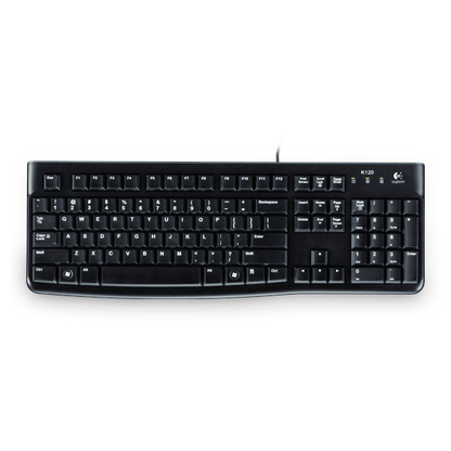 920-002508 - LOGI K120 Corded Keyboard plug and play USB connection spill resist.