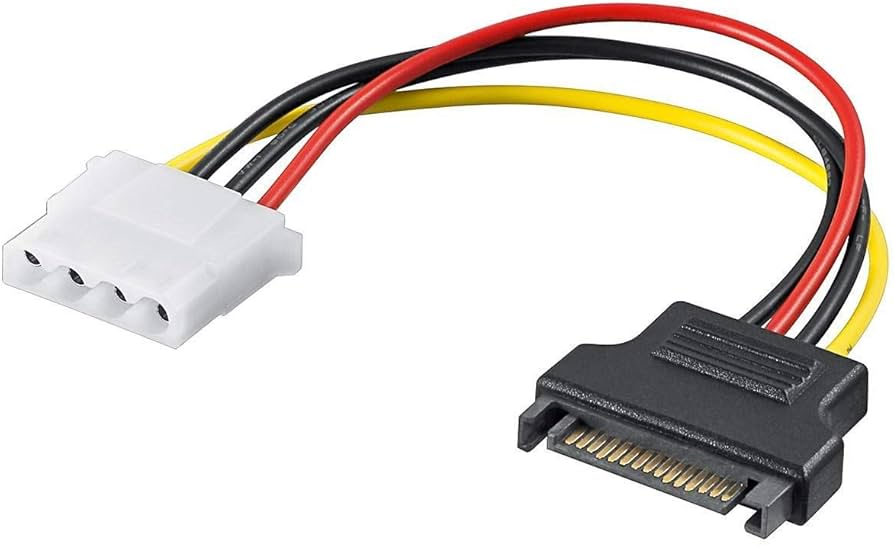 Connectors: 15-pin SATA (female) / 4-pin Molex (male), straight type