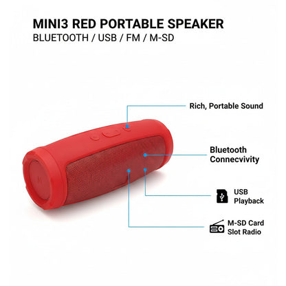 MLink- MINI3 Bluetooth USB FM Radio Speaker with M-SD Card Support Portable Player