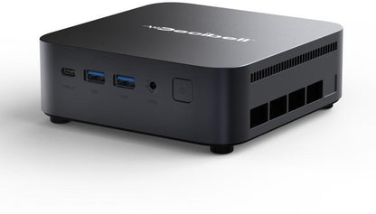 Blackview MP60-N150 mini PC with 16GB RAM, 512GB SSD, Windows 11 Pro in a compact 128x128x52mm chassis.