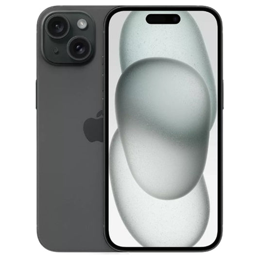 Apple iPhone 15 Black front view with 6.1 inch OLED display