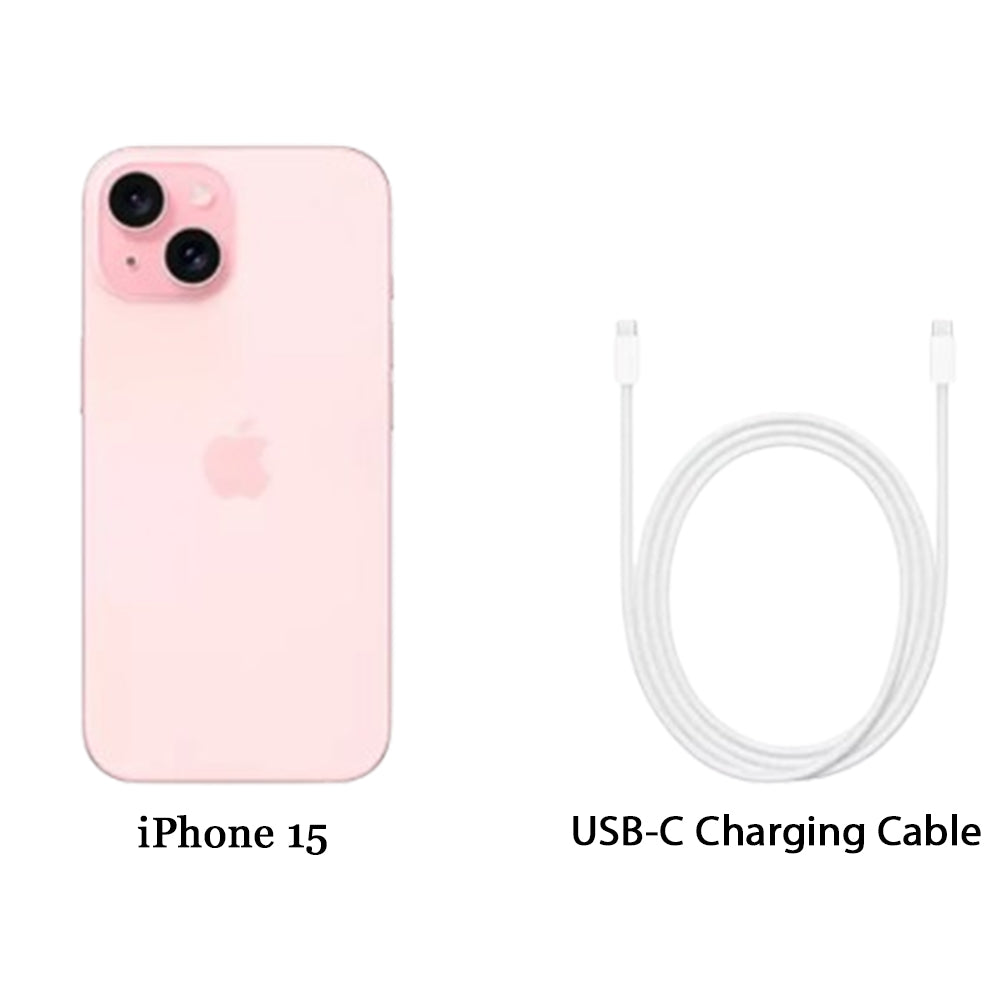 Apple iPhone 15 Pink front view with 6.1 inch OLED display