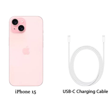 Apple iPhone 15 Pink front view with 6.1 inch OLED display