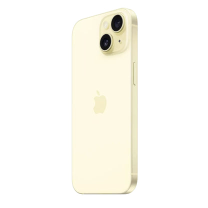 Apple iPhone 15 Yellow dual-camera system close-up