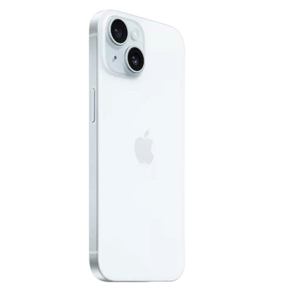 iPhone 15 Blue rear view with dual camera and 48MP lens