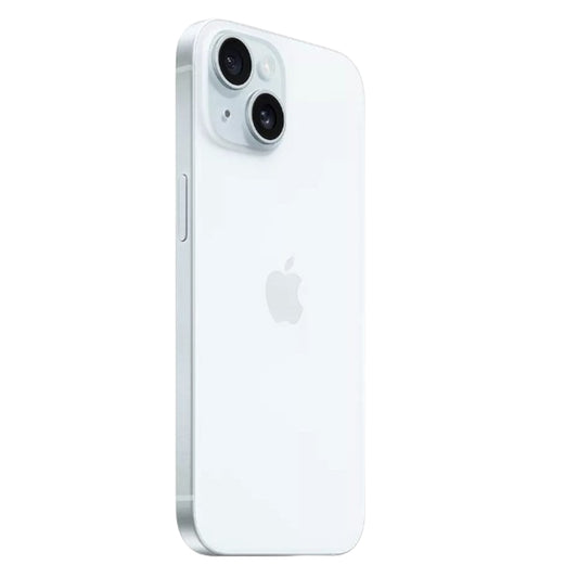 iPhone 15 Blue rear view with dual camera and 48MP lens