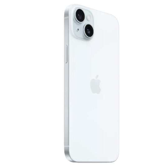 iPhone 15 Plus Blue in hand showcasing size