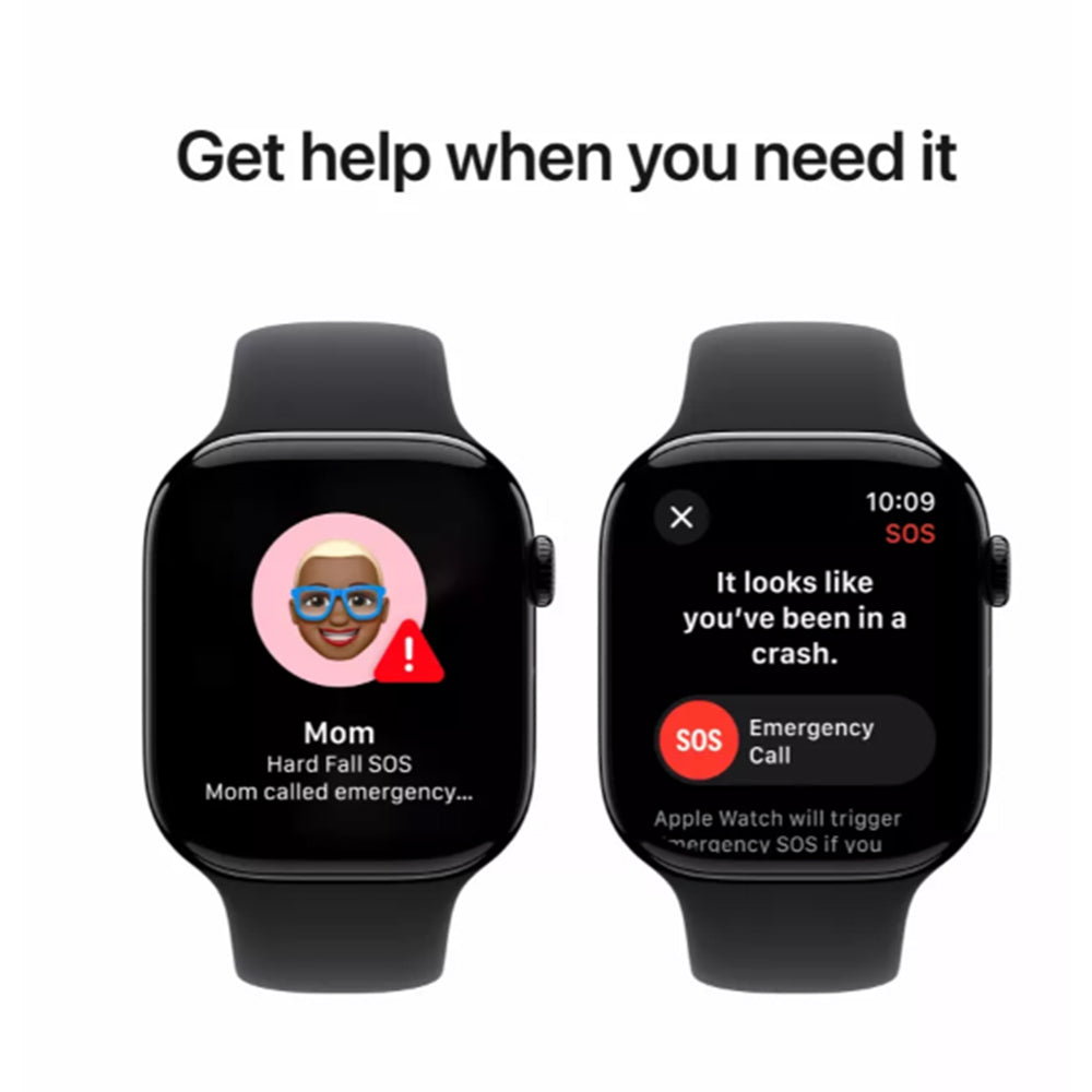 Side profile of Apple Watch Series 10 GPS with digital crown and haptic feedback