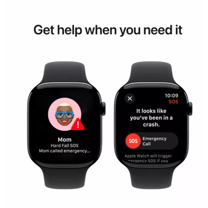 Side profile of Apple Watch Series 10 GPS with digital crown and haptic feedback