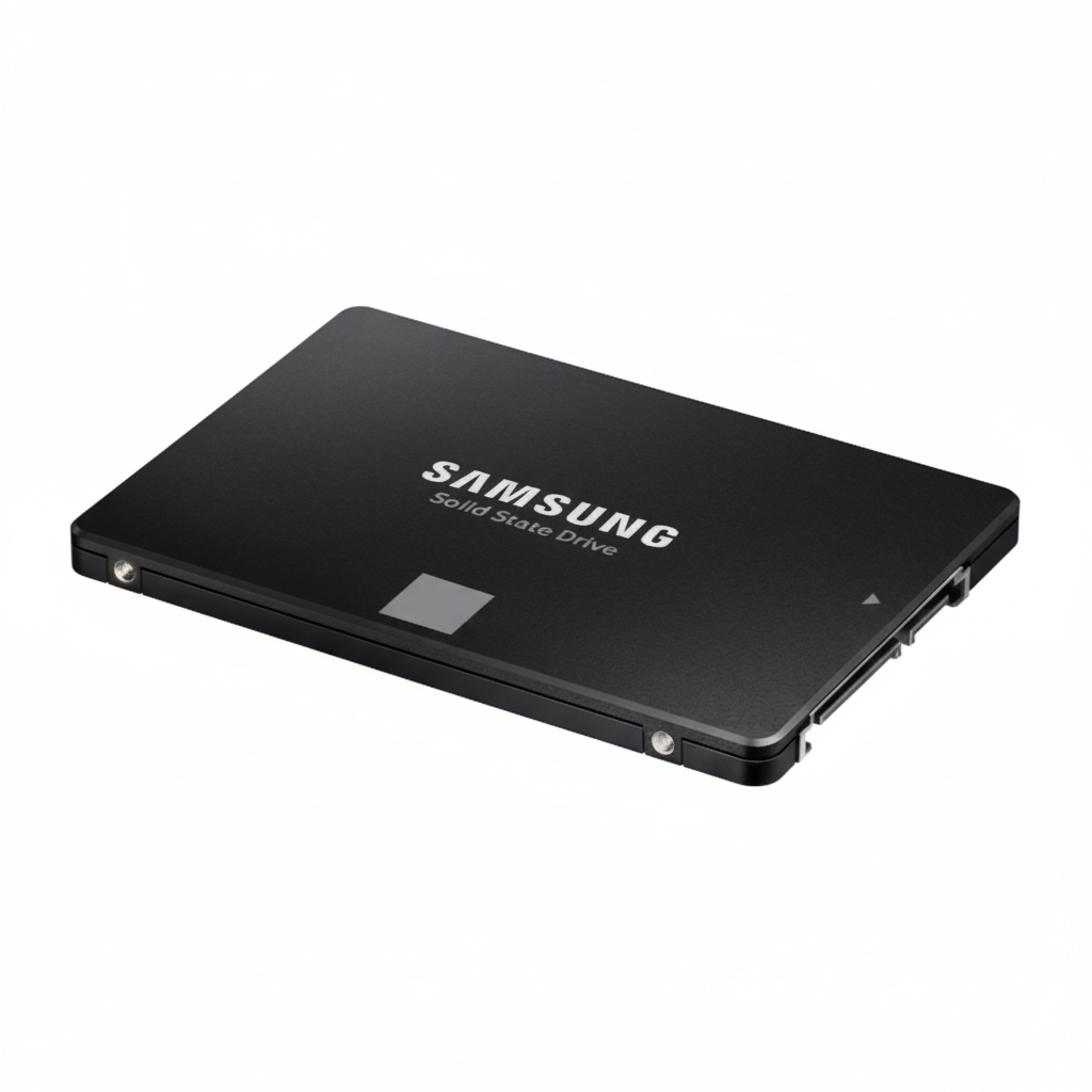 Samsung solid-state drive on a white background