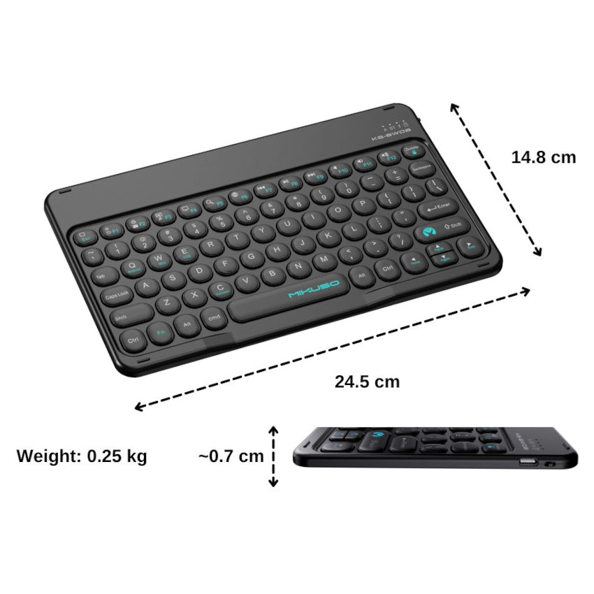 Mikuso KB-BW08 Rechargeable Bluetooth Wireless Mini Keyboard