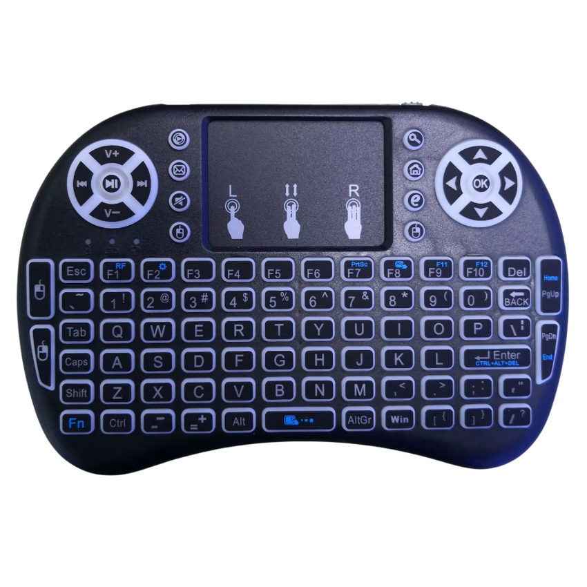 Wireless keyboard with touchpad on a white background